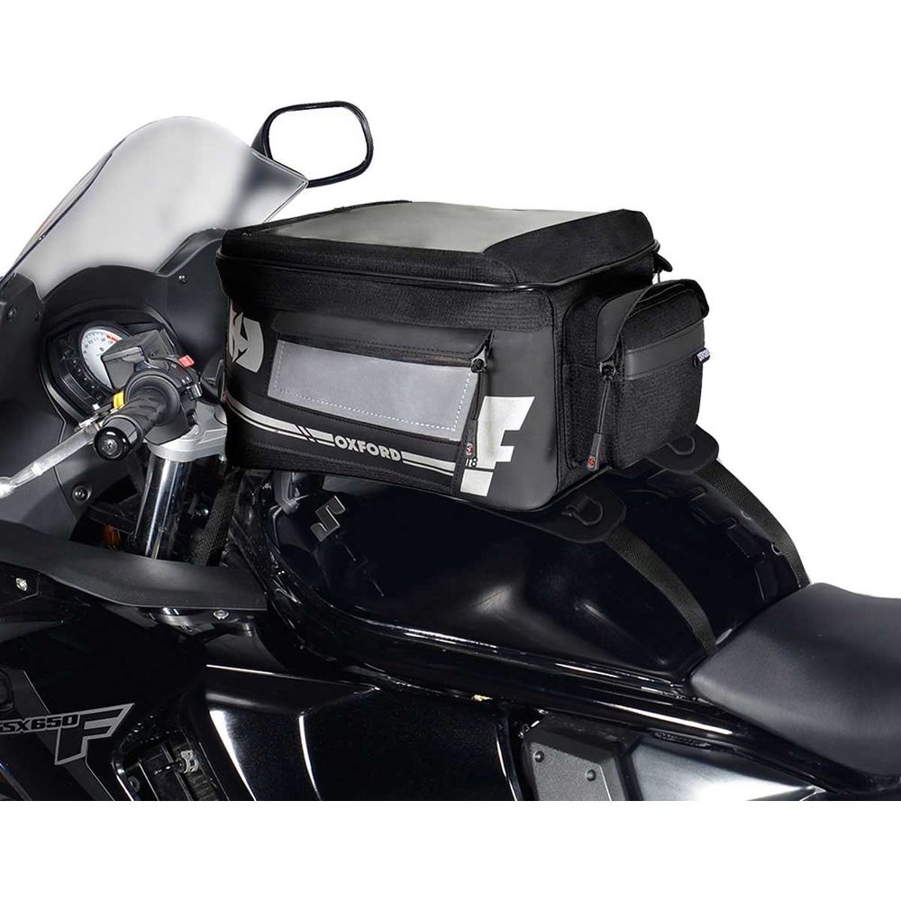 Oxford F1 Strap On Magnetic Small Tank Bag Black / Grey - 18 Litres (Image 2) - ThrottleChimp