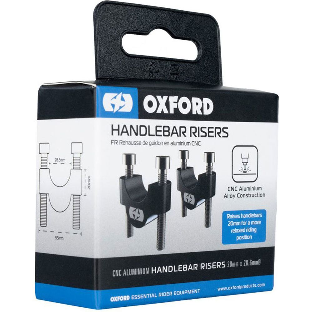 Oxford CNC Aluminium Handlebar Risers Black - 20 x 28.6mm (Image 2) - ThrottleChimp