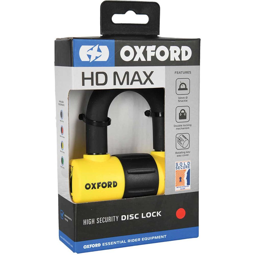 Oxford HD Max Disc Lock Yellow FREE 1 YEAR Returns, FREE UK Delivery | ThrottleChimp