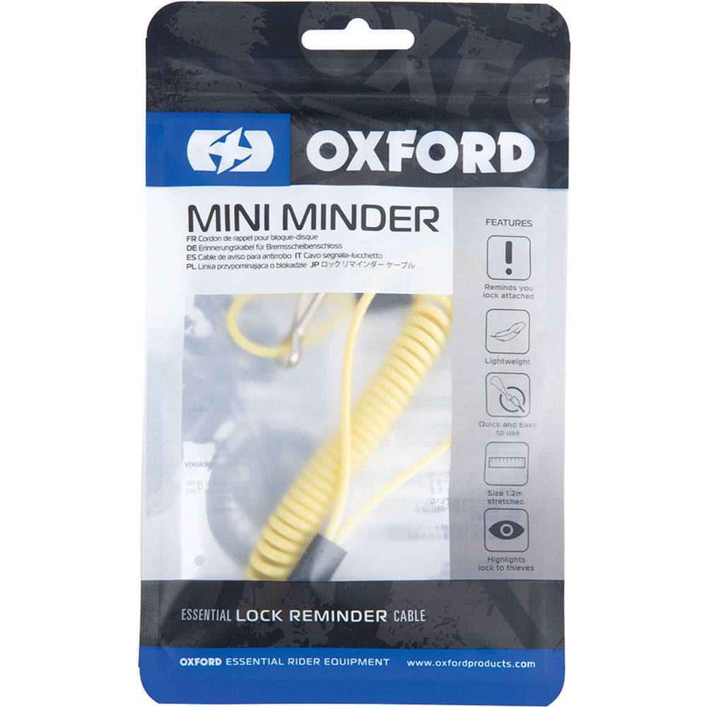 Oxford Mini Minder Disc Lock Reminder Cable Yellow (Image 3) - ThrottleChimp