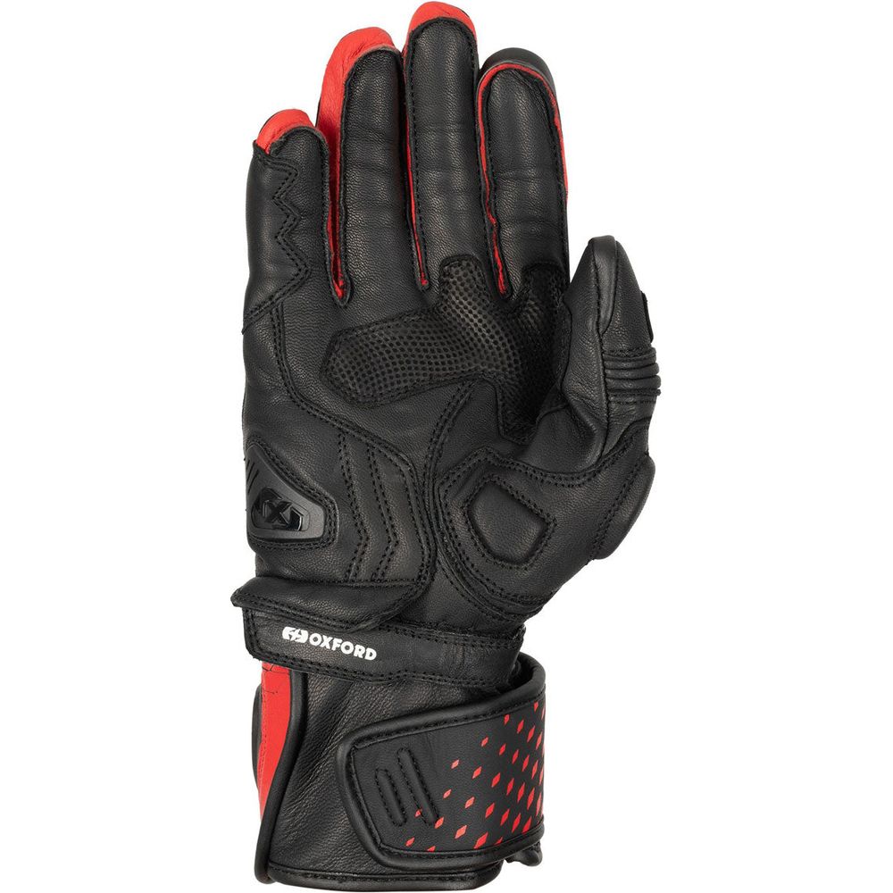 Oxford Nexus Leather Gloves Black / White / Red (Image 2) - ThrottleChimp