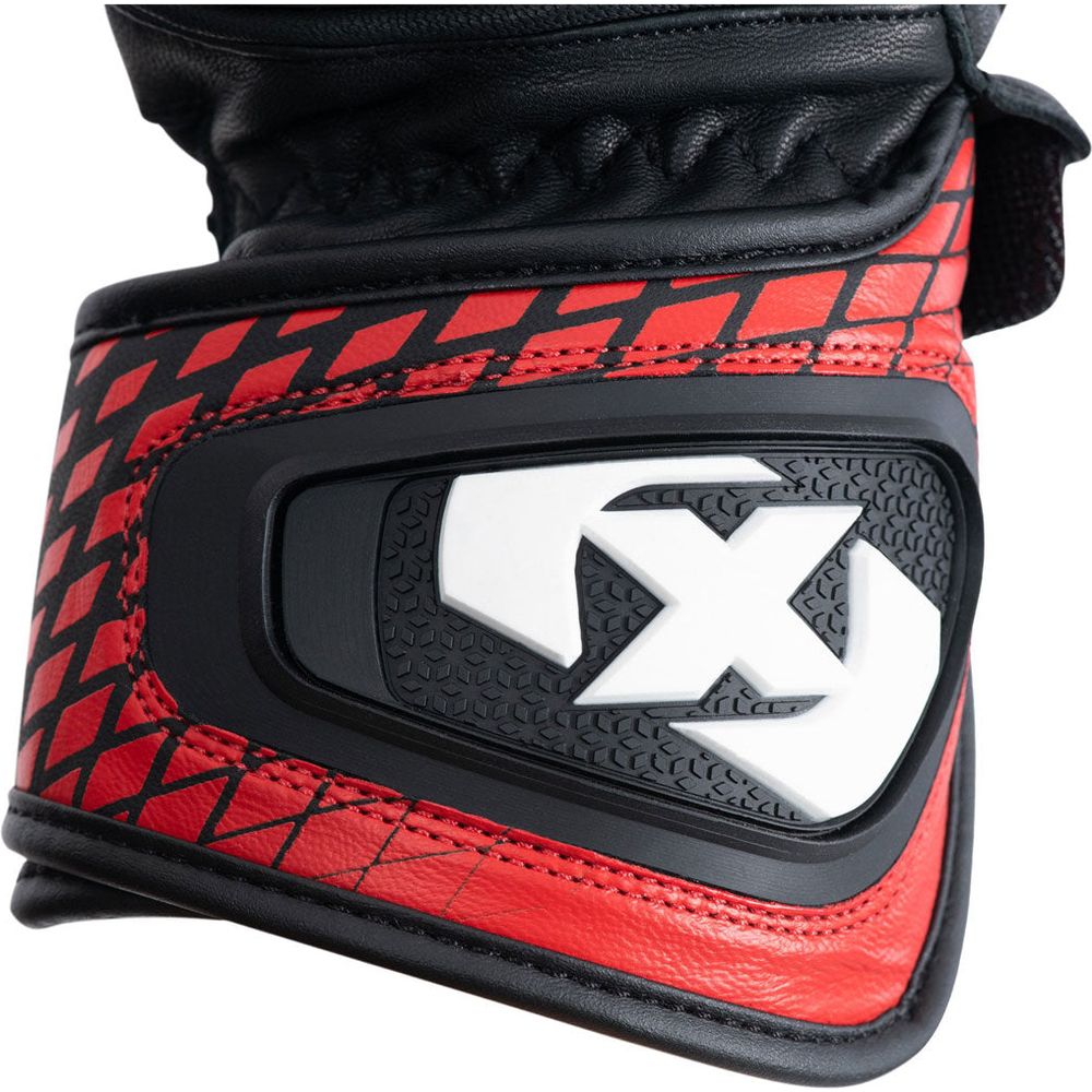 Oxford Nexus Leather Gloves Black / White / Red (Image 3) - ThrottleChimp