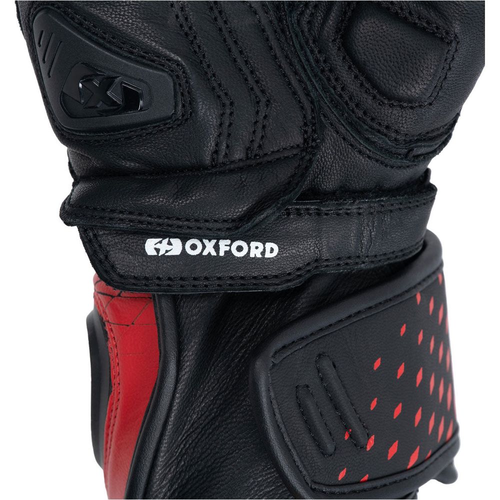 Oxford Nexus Leather Gloves Black / White / Red (Image 6) - ThrottleChimp