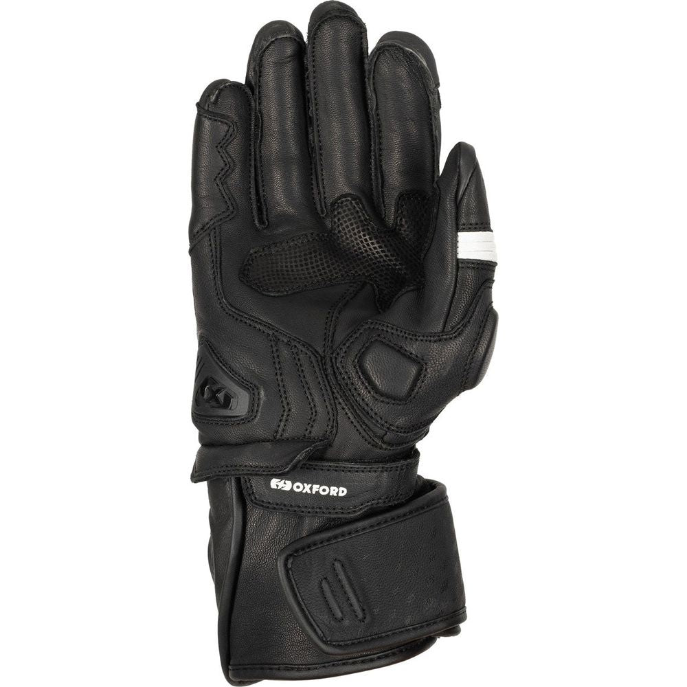 Oxford Nexus Leather Gloves Black / White (Image 2) - ThrottleChimp