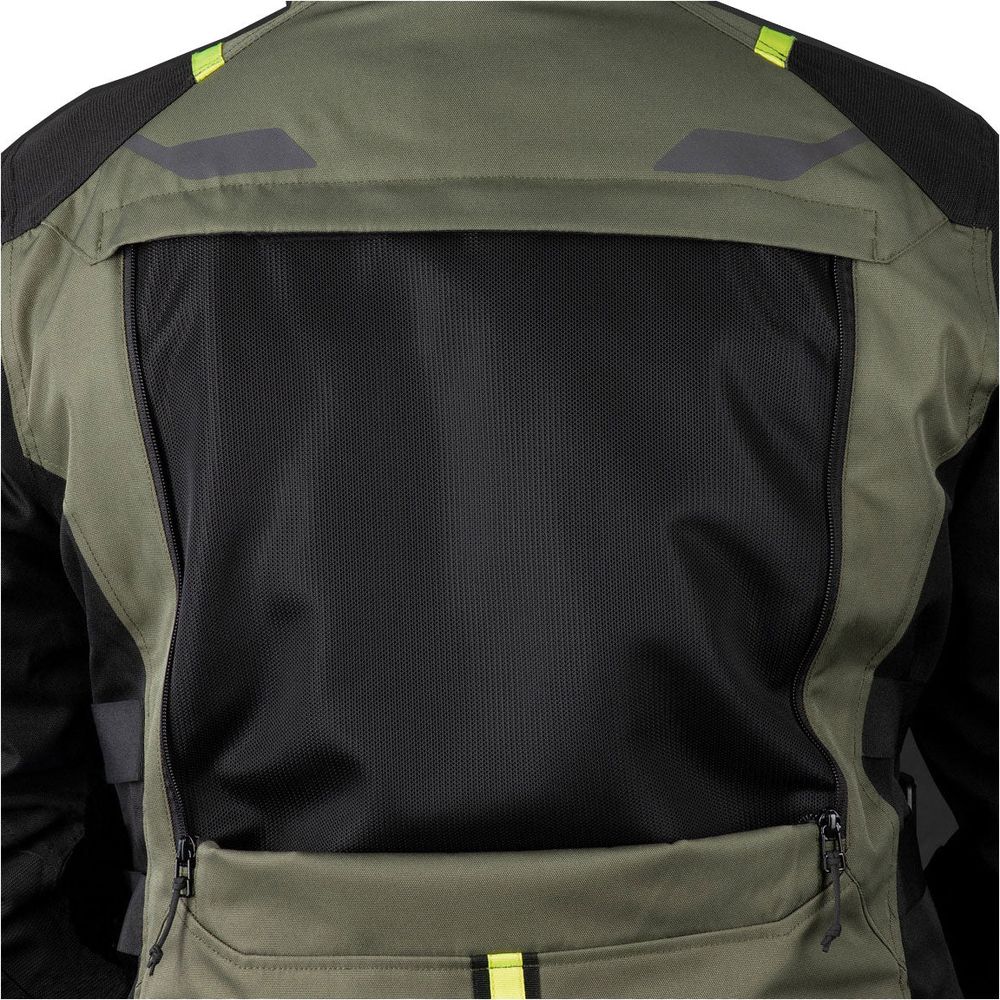 Oxford Rockland Textile Jacket Khaki / Black / Fluo Yellow (Image 5) - ThrottleChimp