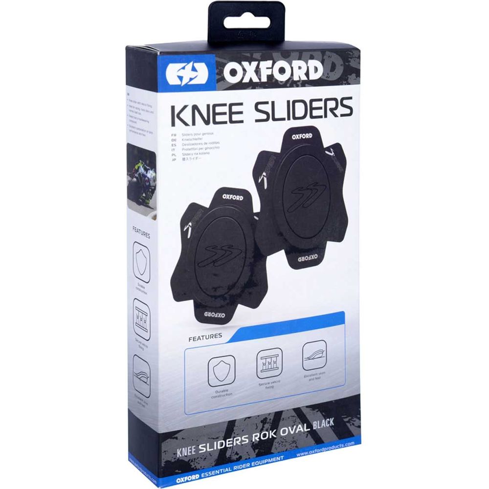 Oxford Rok Oval Knee Sliders Black FREE 1 YEAR Returns, FREE UK Delivery | ThrottleChimp