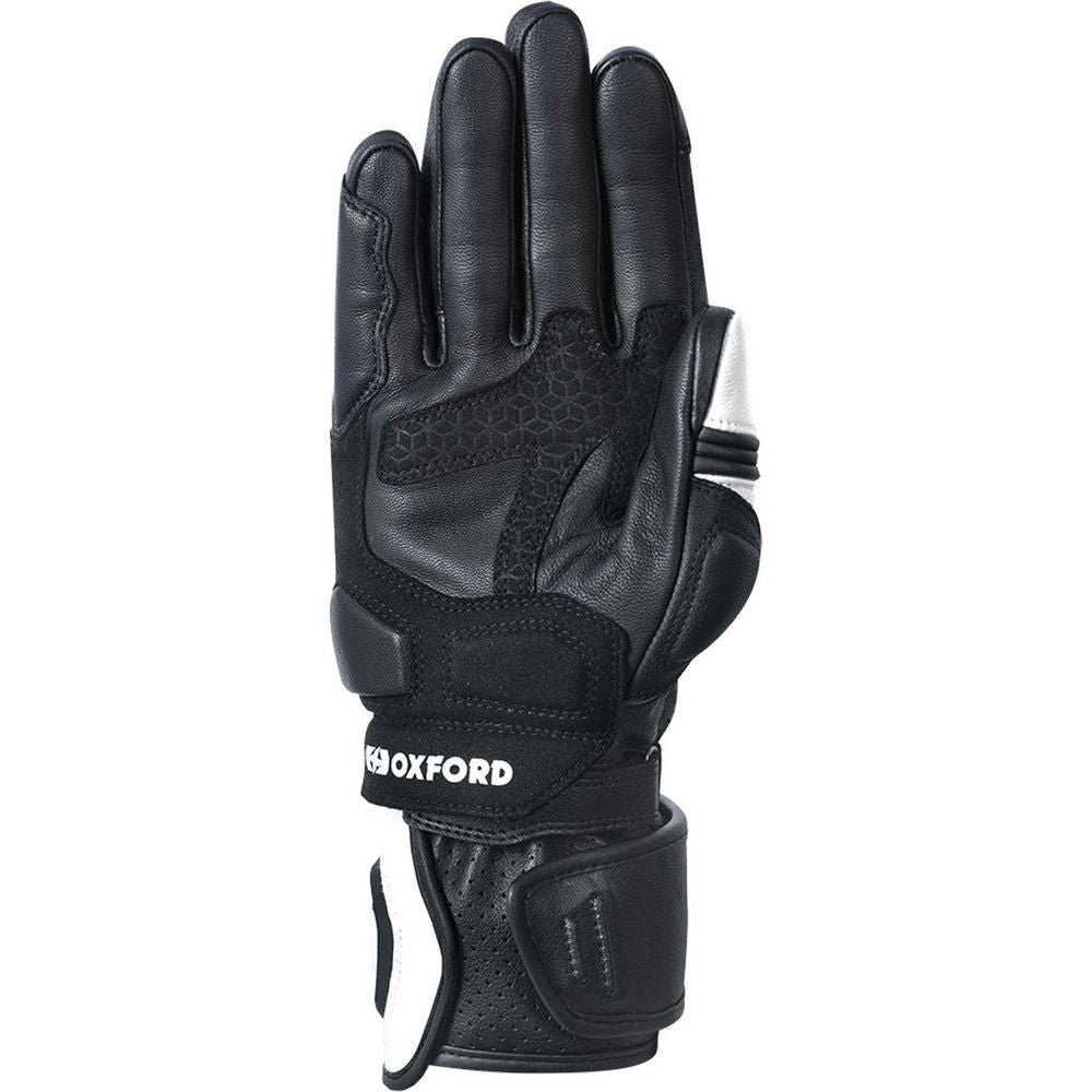 Oxford RP-2R Leather Gloves Black / White (Image 2) - ThrottleChimp