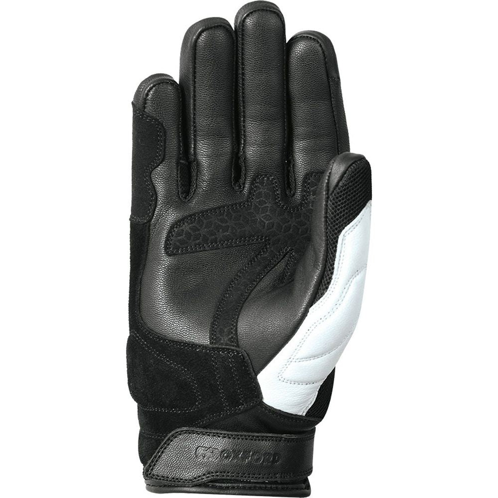 Oxford RP-6S Leather Gloves Black / White / Fluo Yellow (Image 2) - ThrottleChimp