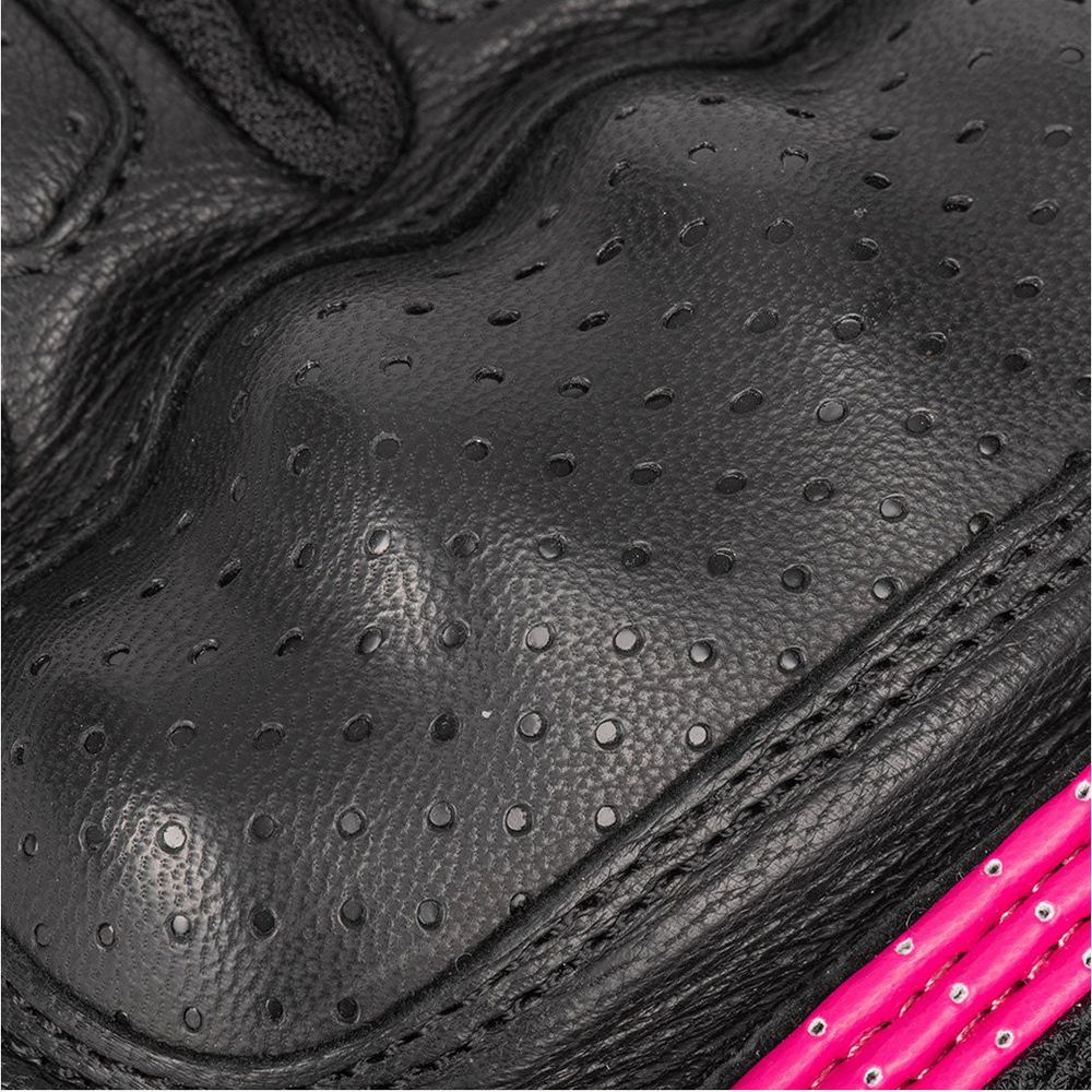 Oxford RP-6S Ladies Leather Gloves Black / White / Pink (Image 3) - ThrottleChimp