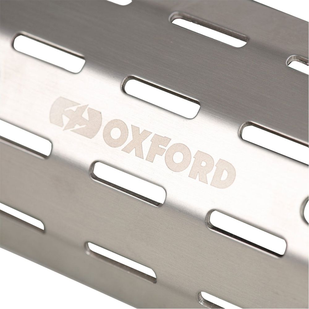 Oxford Scrambler Exhaust Heat Shield Silver (Image 2) - ThrottleChimp