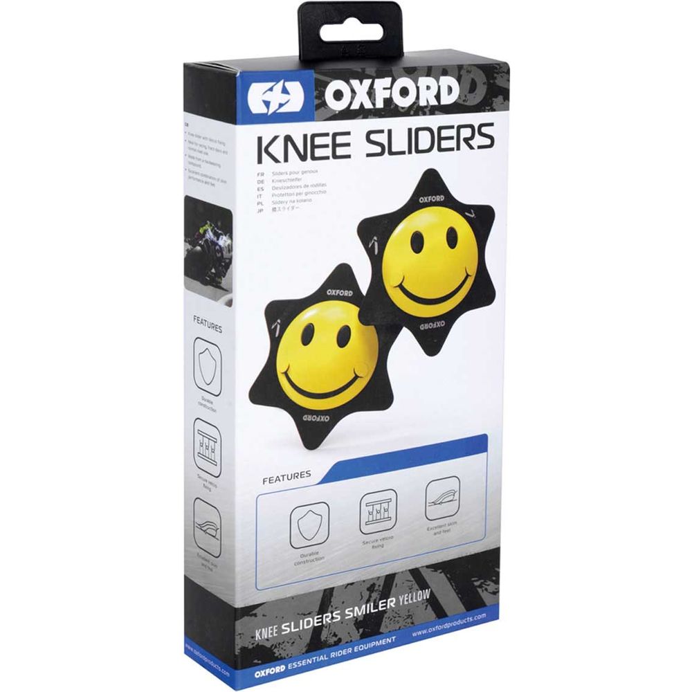 Oxford Smiler Knee Sliders Yellow (Image 2) - ThrottleChimp