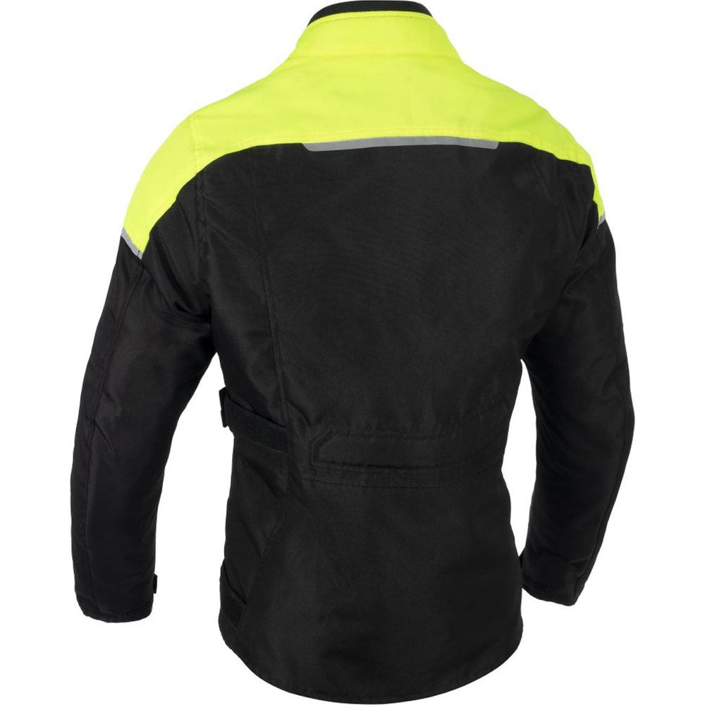 Spartan Waterproof Ladies Long Textile Jacket Black / Fluo Yellow (Image 2) - ThrottleChimp