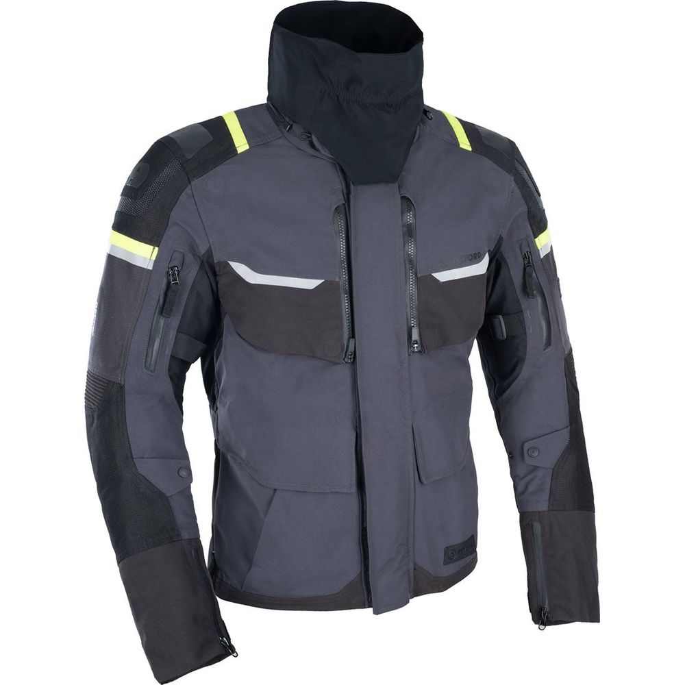 Oxford Stormland Dry2Dry Textile Jacket Grey / Black / Fluo Yellow (Image 2) - ThrottleChimp