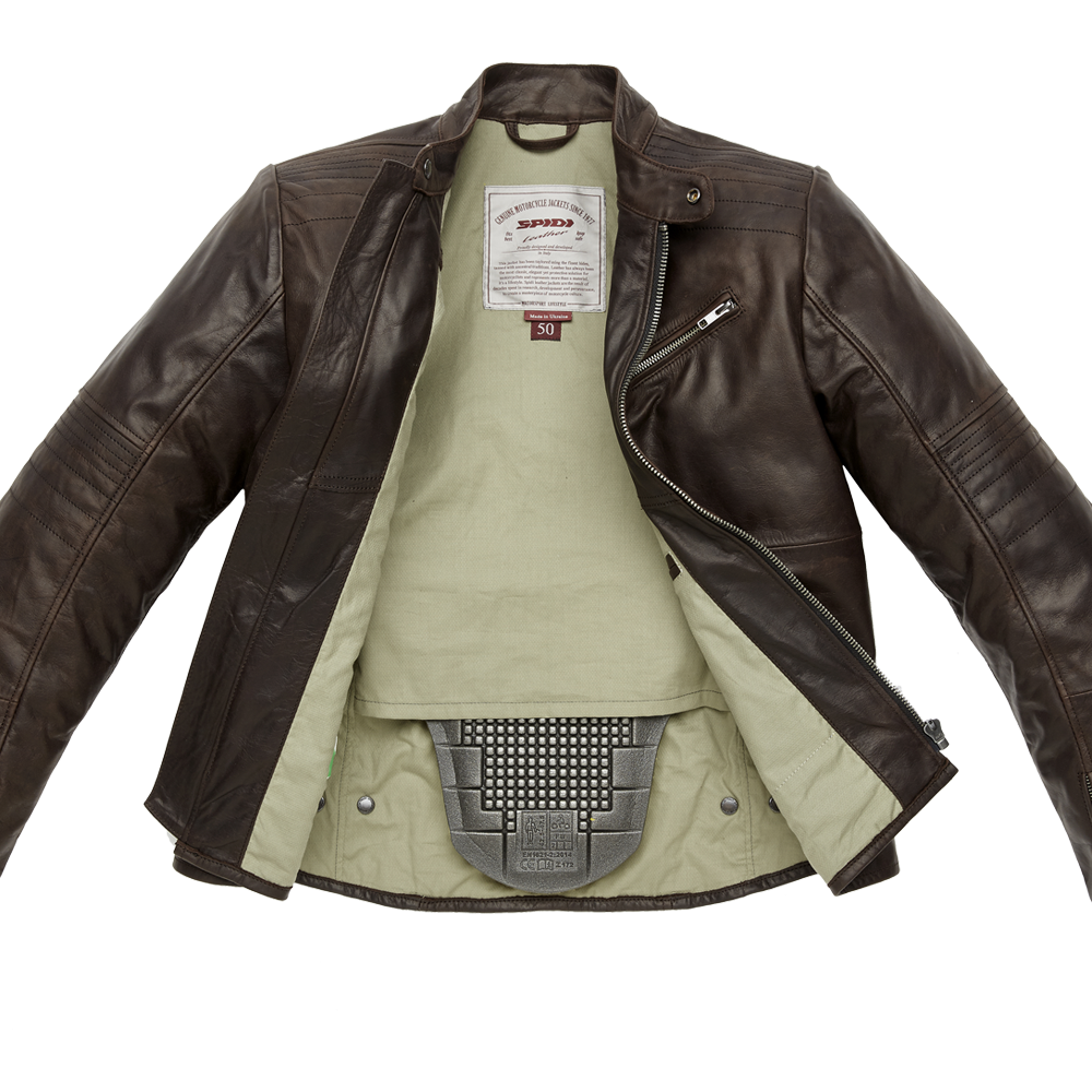 Spidi Garage CE Leather Jacket Brown (Image 2) - ThrottleChimp