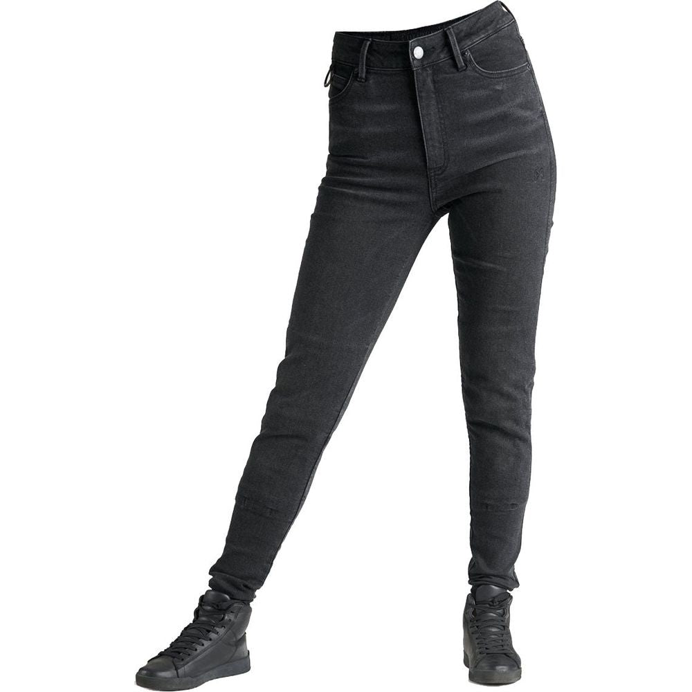 Pando Moto Kusari Cor 01 Ladies Skinny Fit Denim Jeans Black - ThrottleChimp