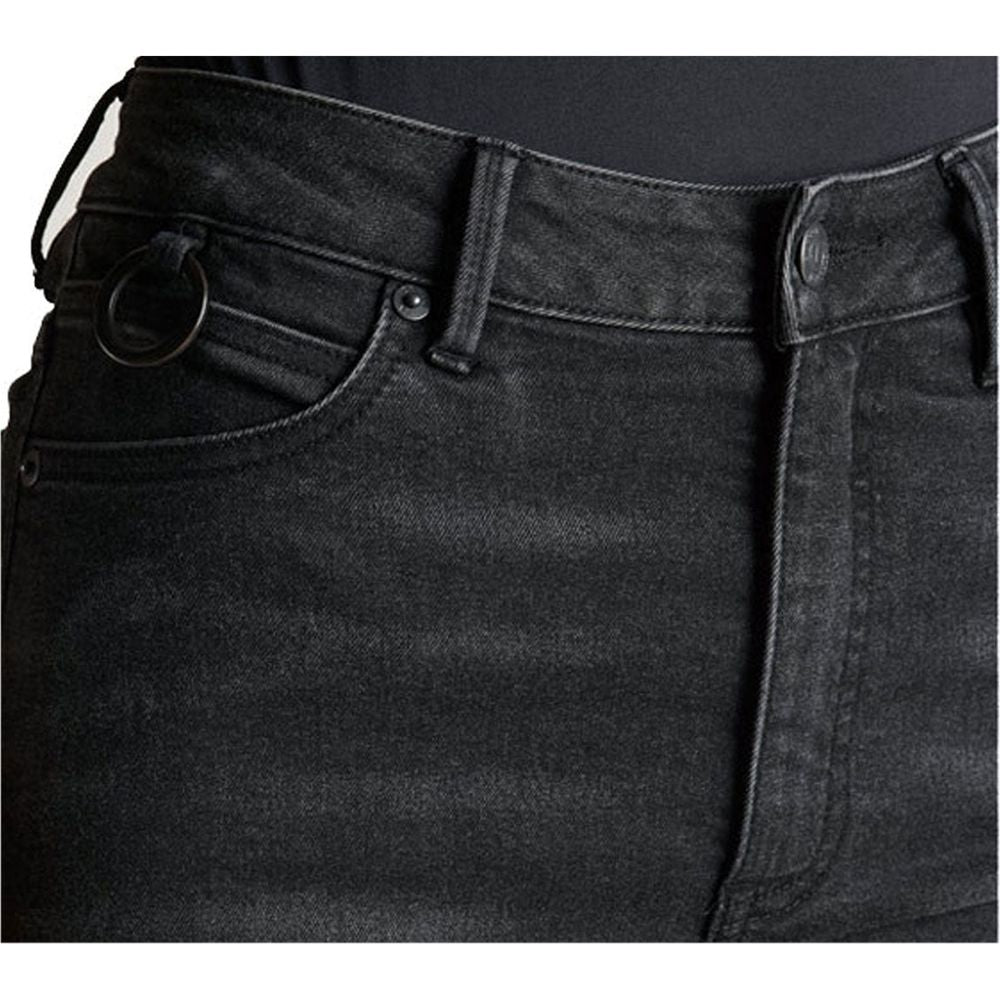 Pando Moto Kusari Cor 01 Ladies Skinny Fit Denim Jeans Black (Image 2) - ThrottleChimp