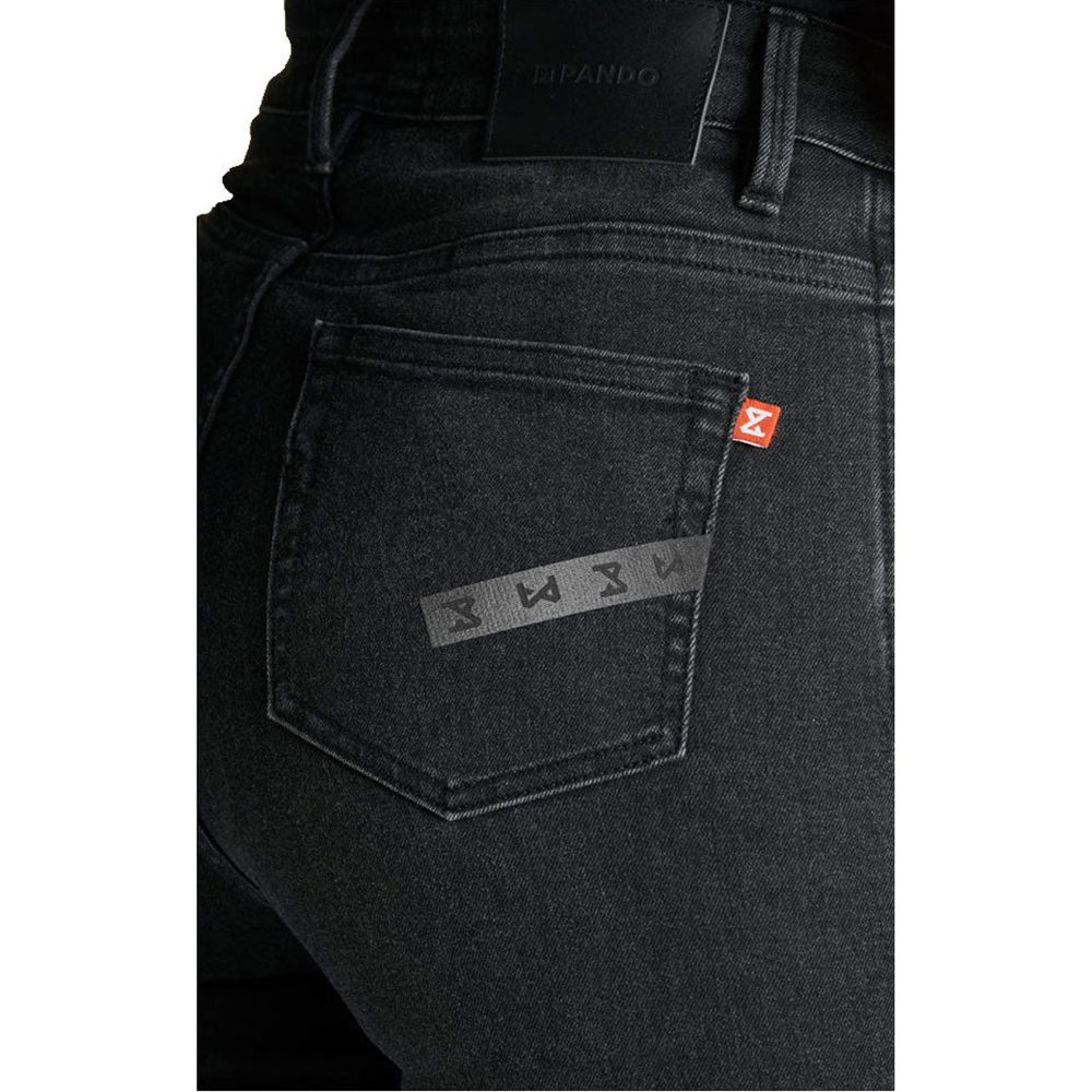 Pando Moto Kusari Cor 01 Ladies Skinny Fit Denim Jeans Black (Image 3) - ThrottleChimp