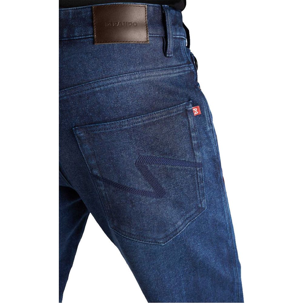 Pando Moto Arnie Slim Fit Denim Jeans Blue (Image 5) - ThrottleChimp