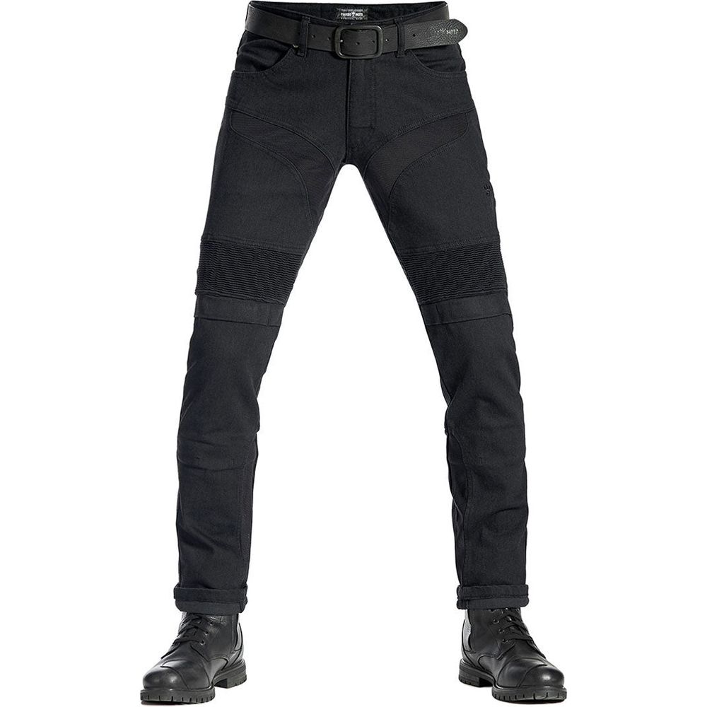 Pando Moto KarlDo Kev 01 Slim Fit Denim Jeans Black (Image 2) - ThrottleChimp