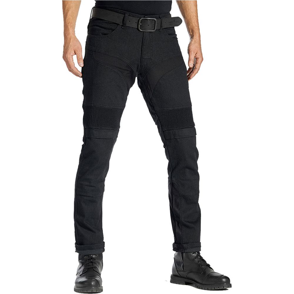 Pando Moto KarlDo Kev 01 Slim Fit Denim Jeans Black - ThrottleChimp