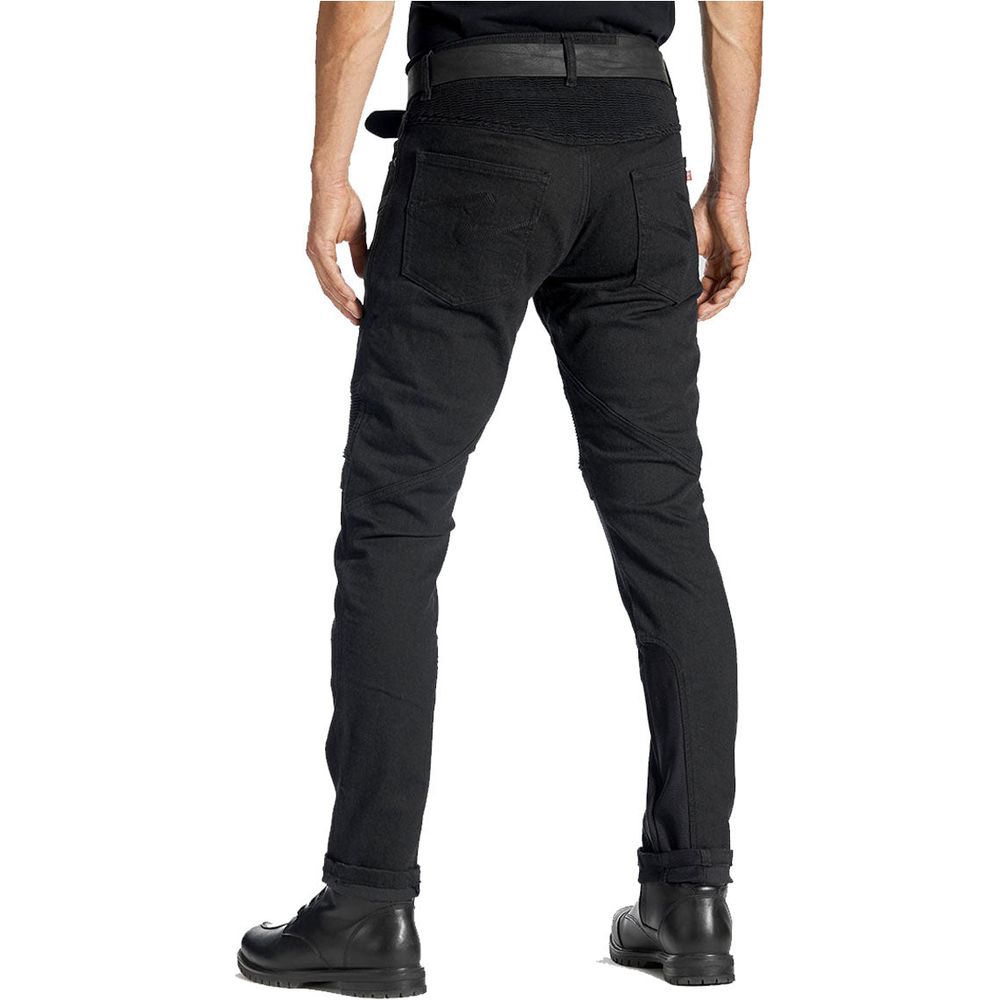 Pando Moto KarlDo Kev 01 Slim Fit Denim Jeans Black (Image 3) - ThrottleChimp