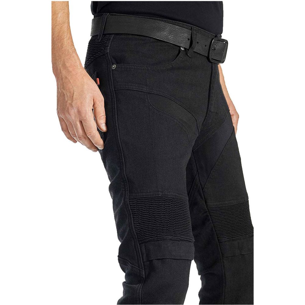 Pando Moto KarlDo Kev 01 Slim Fit Denim Jeans Black (Image 4) - ThrottleChimp