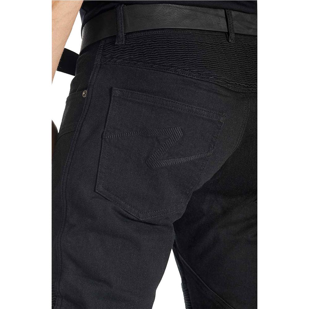 Pando Moto KarlDo Kev 01 Slim Fit Denim Jeans Black (Image 5) - ThrottleChimp