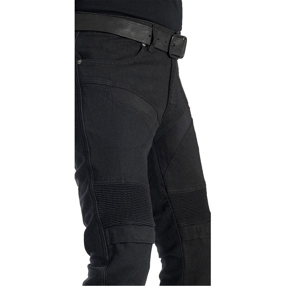 Pando Moto KarlDo Slim Fit Denim Jeans Black (Image 2) - ThrottleChimp