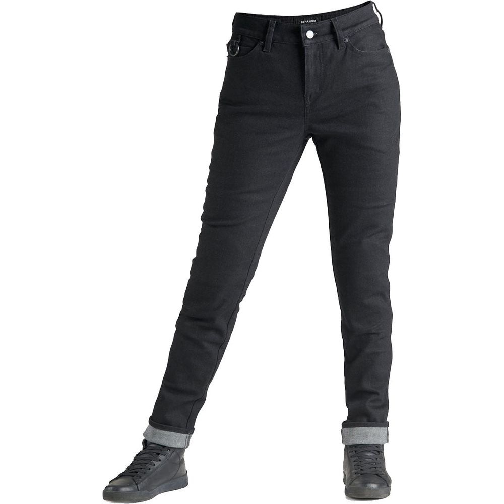 Pando Moto Kissaki Arm 01 Ladies Skinny Fit Denim Jeans Black - ThrottleChimp