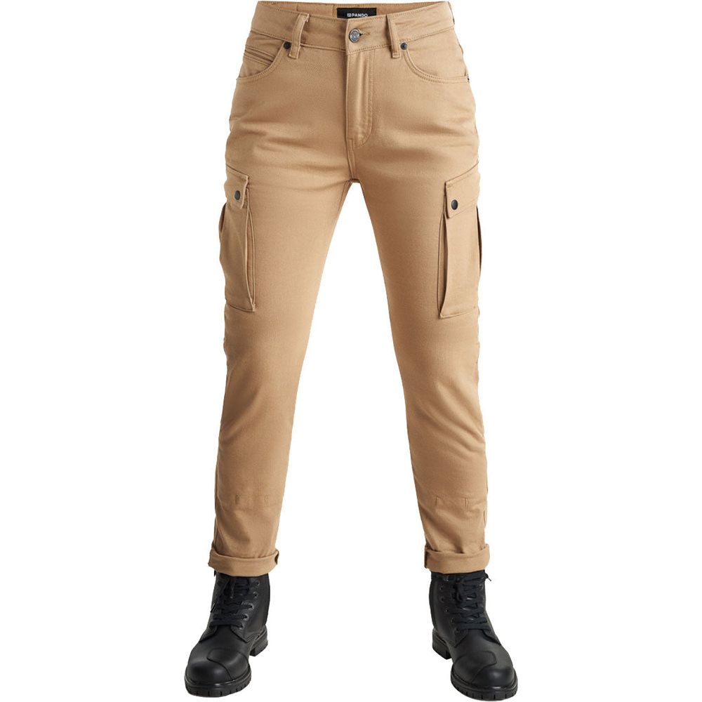 Pando Moto Mila Ladies Cargo Trouser Beige - ThrottleChimp