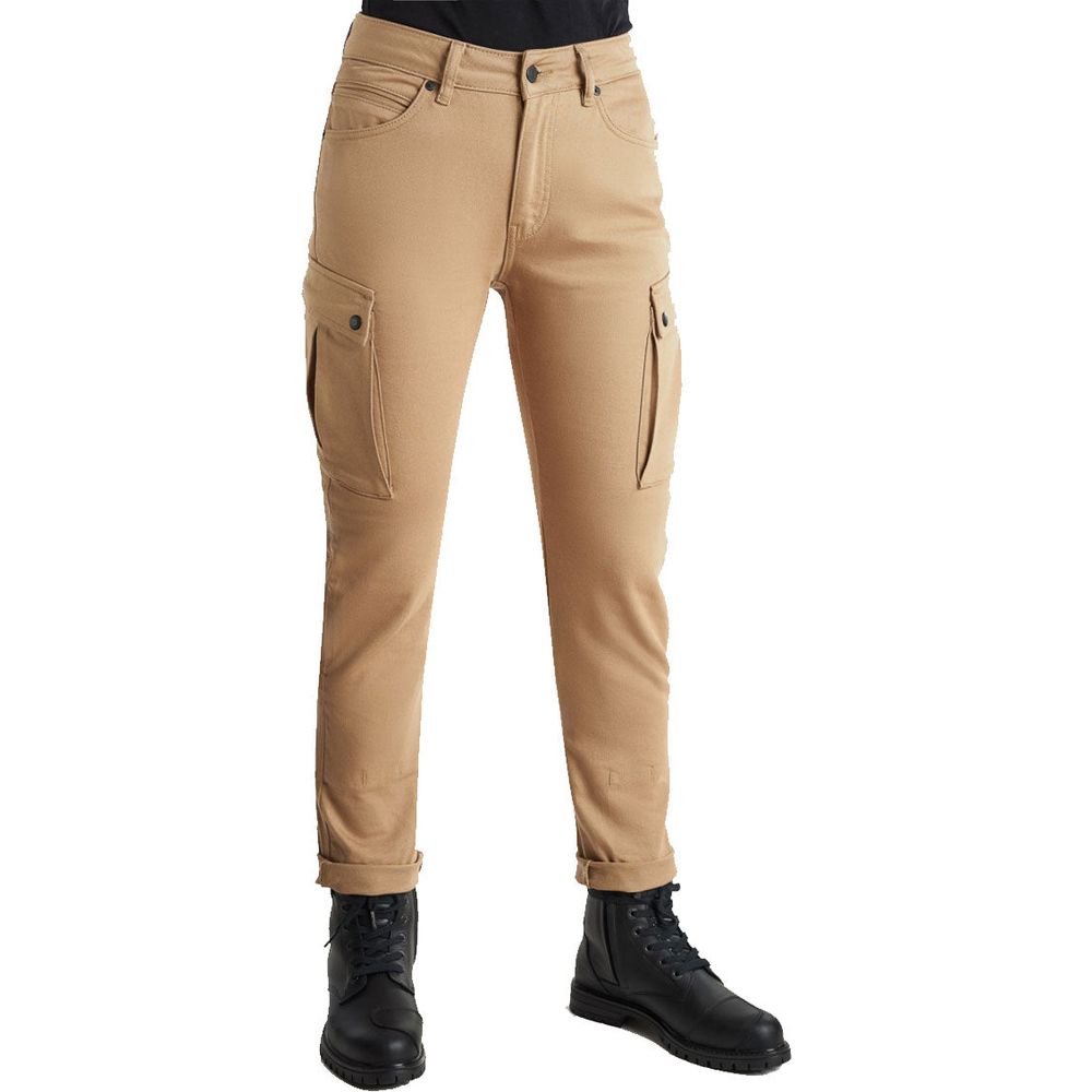 Pando Moto Mila Ladies Cargo Trouser Beige (Image 2) - ThrottleChimp