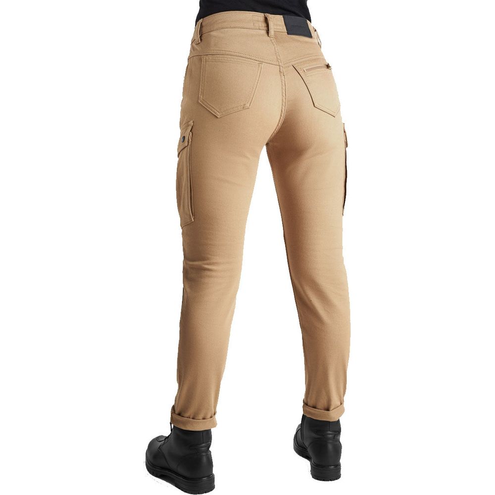 Pando Moto Mila Ladies Cargo Trouser Beige (Image 3) - ThrottleChimp