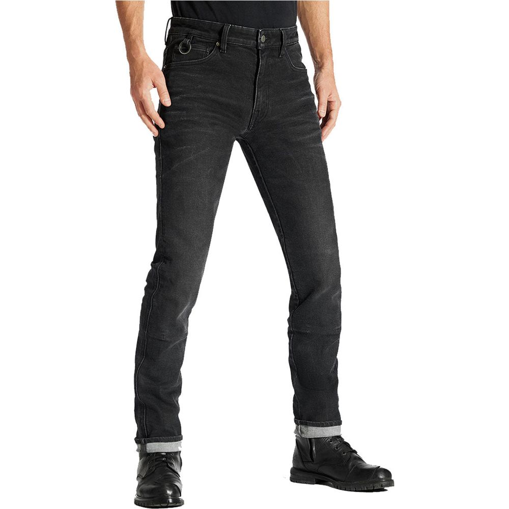 Pando Moto Robby Arm 01 Armalith Slim Fit Denim Jeans Black - ThrottleChimp