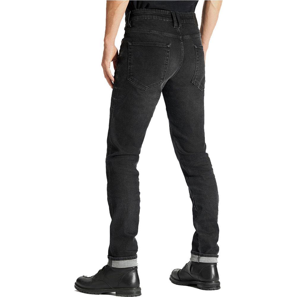 Pando Moto Robby Arm 01 Armalith Slim Fit Denim Jeans Black (Image 3) - ThrottleChimp