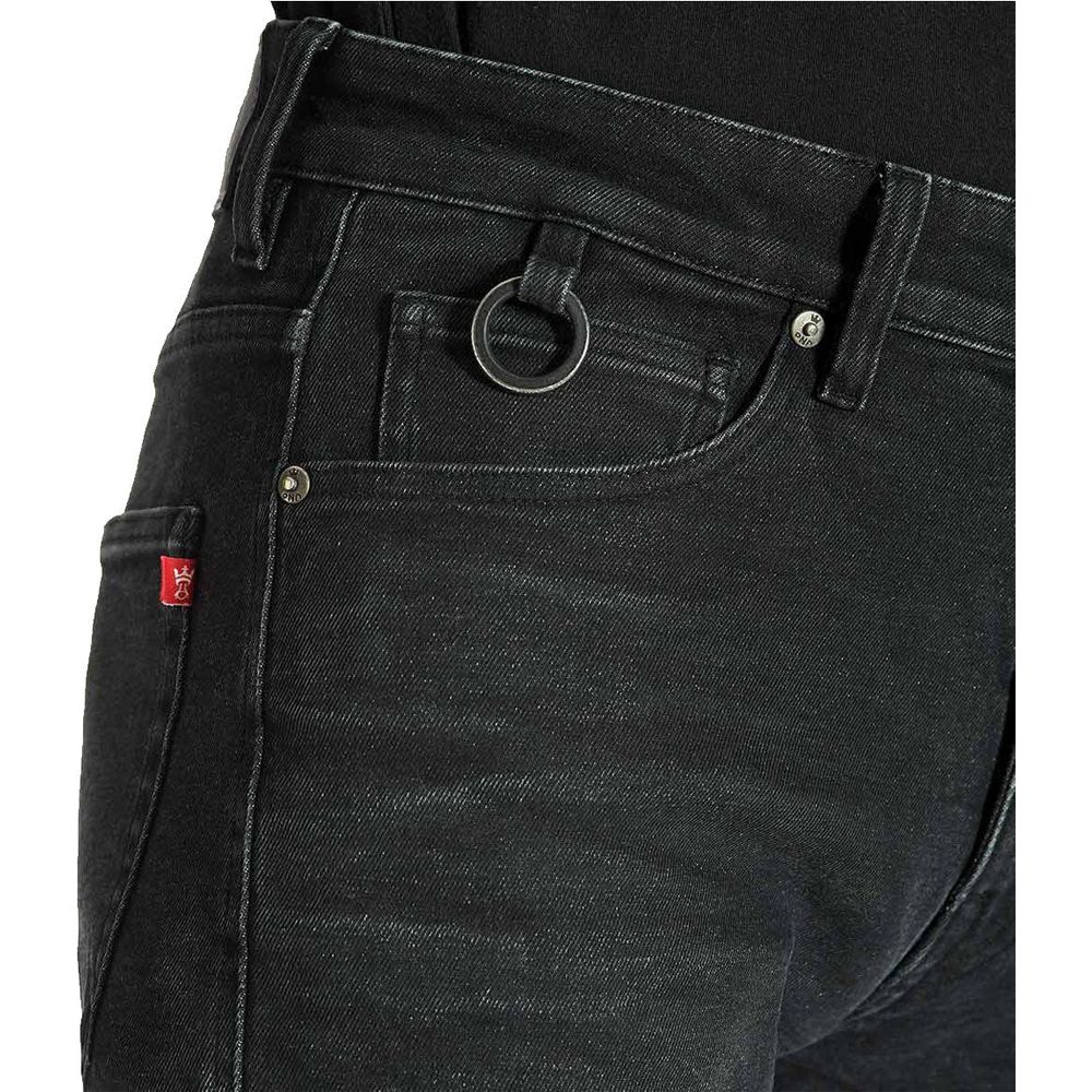 Pando Moto Robby Arm 01 Armalith Slim Fit Denim Jeans Black (Image 4) - ThrottleChimp