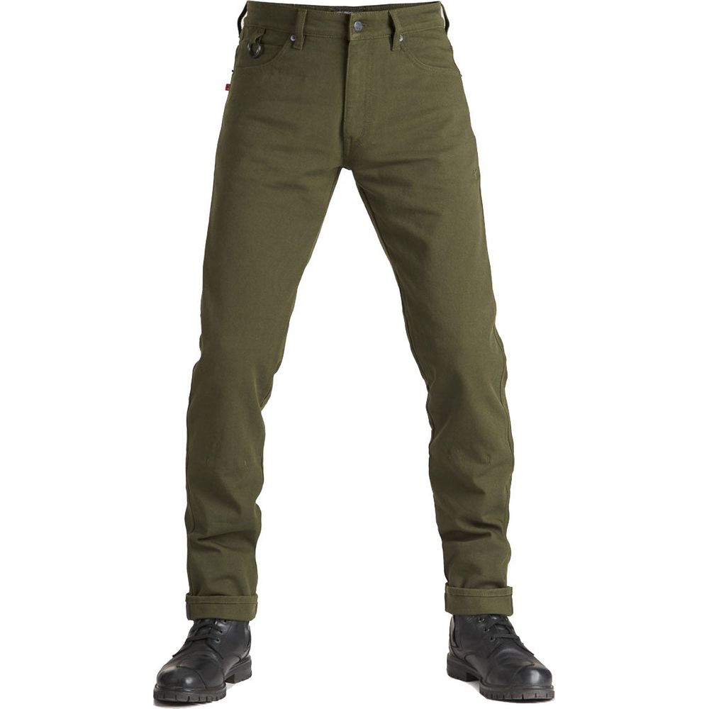 Pando Moto Robby Arm 02 Slim Fit Cargo Jeans Olive - ThrottleChimp