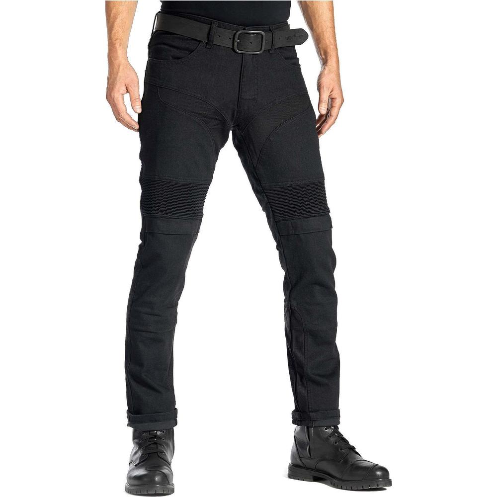 Pando Moto KarlDo Slim Fit Denim Jeans Black (Image 4) - ThrottleChimp