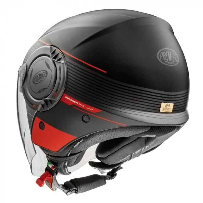 Premier Cool CH 92 Open Face Helmet Black / Red (Image 3) - ThrottleChimp