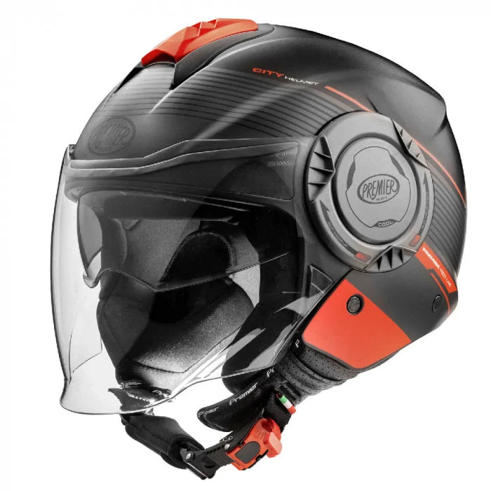 Premier Cool CH 92 Open Face Helmet Black / Red (Image 2) - ThrottleChimp