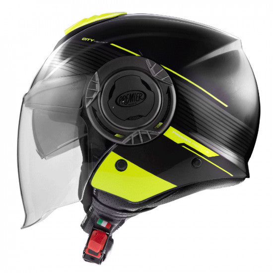 Premier Cool CH Y9 Open Face Helmet Black / Neon - ThrottleChimp