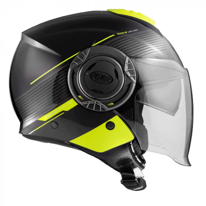 Premier Cool CH Y9 Open Face Helmet Black / Neon (Image 2) - ThrottleChimp