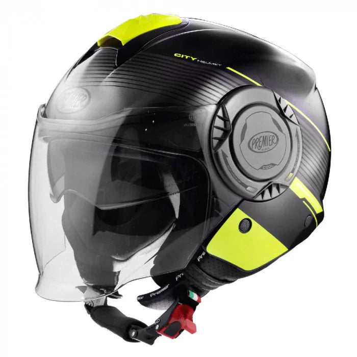 Premier Cool CH Y9 Open Face Helmet Black / Neon (Image 3) - ThrottleChimp