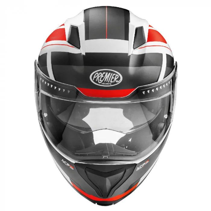 Premier Delta AS 2 Flip-Up Helmet White / Red (Image 3) - ThrottleChimp