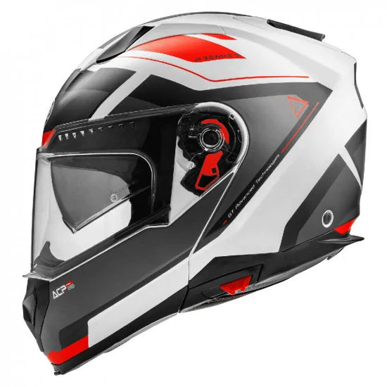 Premier Delta AS 2 Flip-Up Helmet White / Red - ThrottleChimp