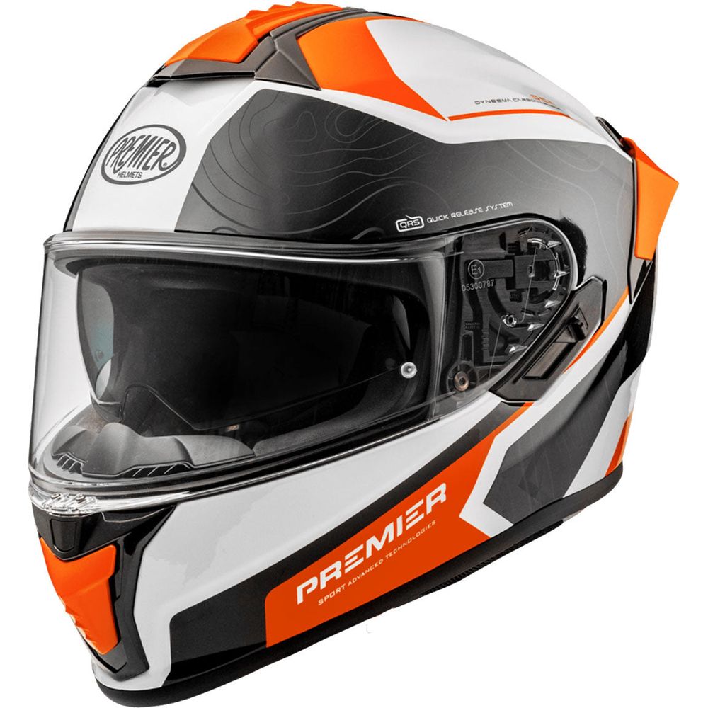 Premier Evoluzione DK 93 Full Face Helmet White / Orange - ThrottleChimp