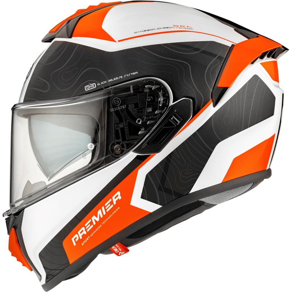 Premier Evoluzione DK 93 Full Face Helmet White / Orange (Image 4) - ThrottleChimp