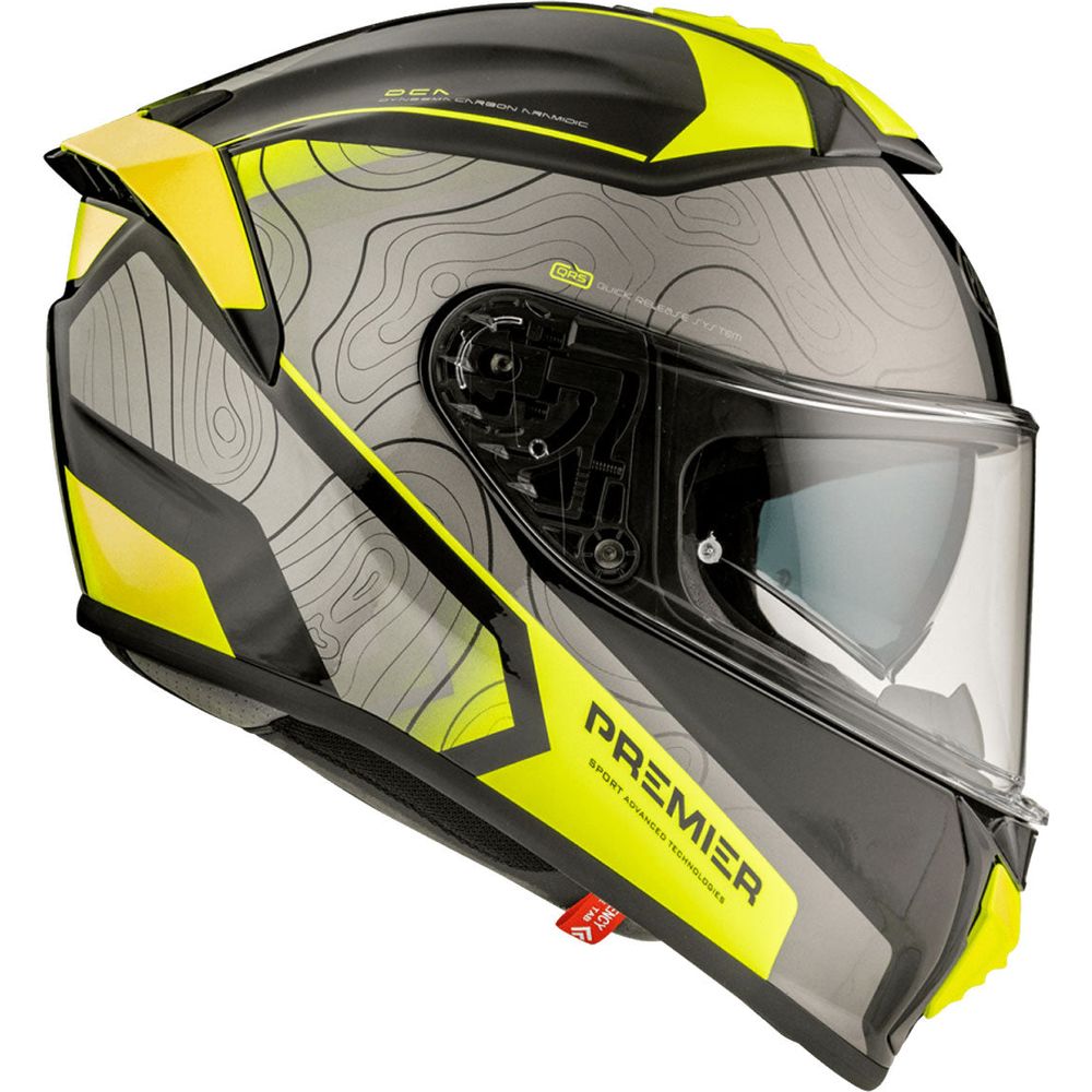 Premier Evoluzione DK Y Full Face Helmet Gunmetal / Neon (Image 3) - ThrottleChimp