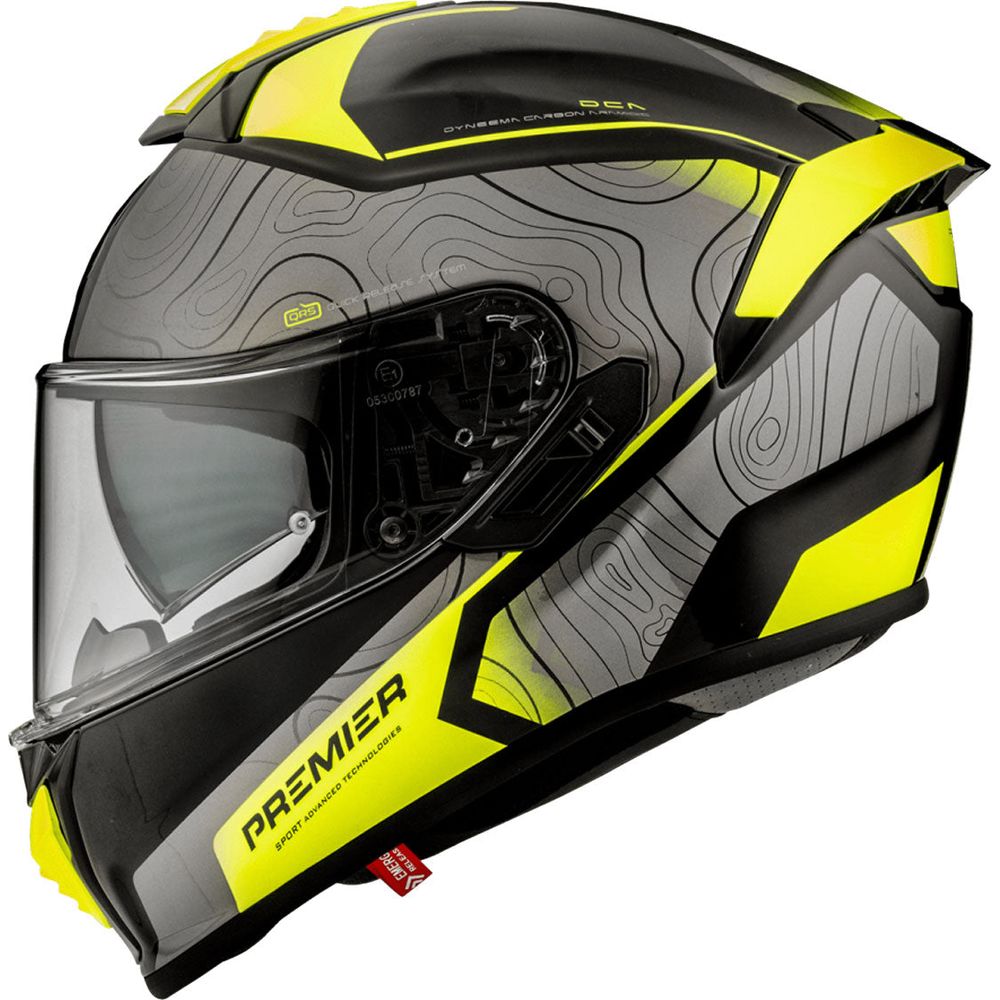 Premier Evoluzione DK Y Full Face Helmet Gunmetal / Neon (Image 4) - ThrottleChimp