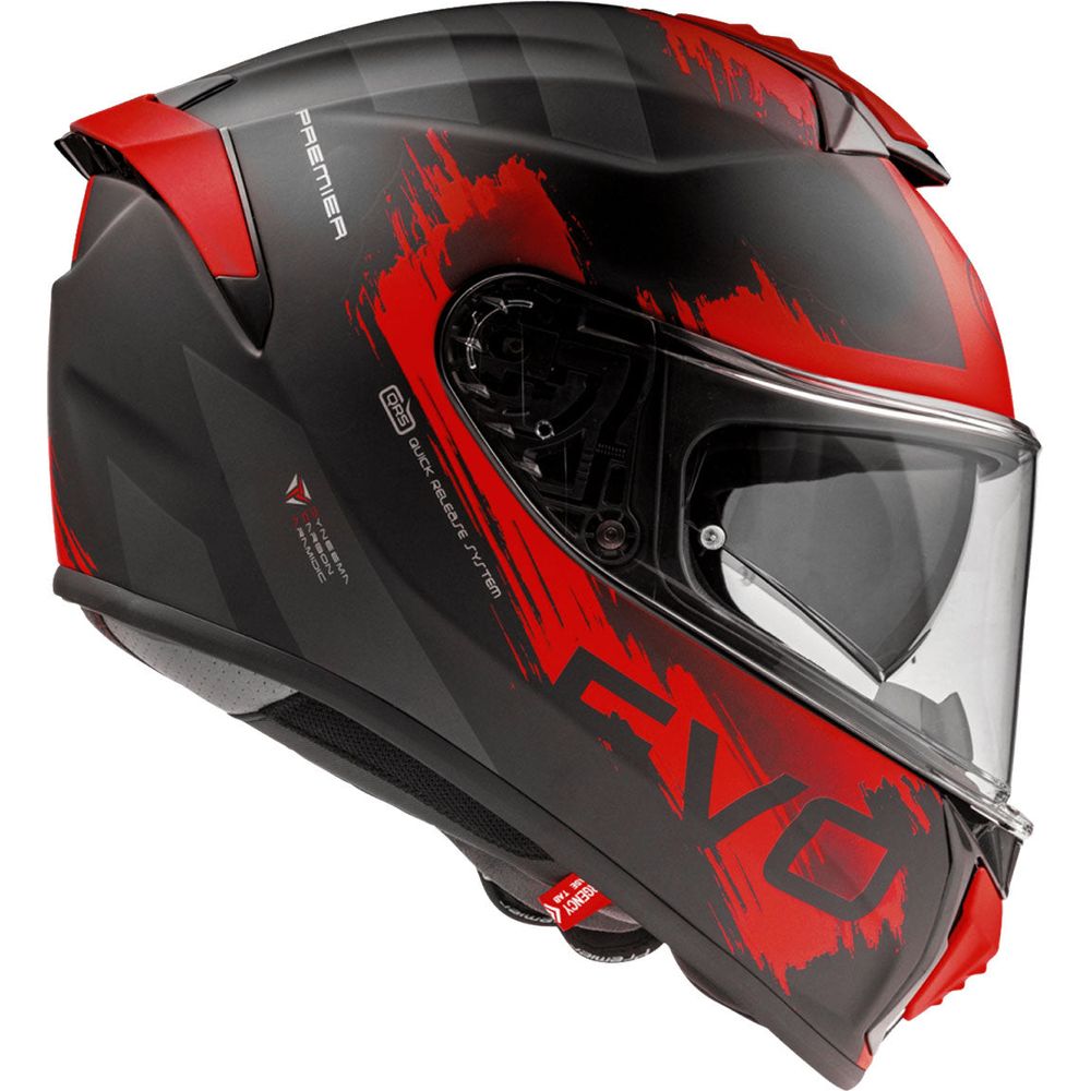 Premier Evoluzione TO 92 Full Face Helmet Black / Red (Image 3) - ThrottleChimp