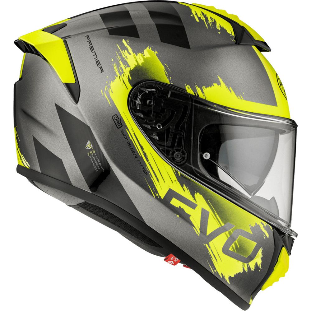 Premier Evoluzione TO Y 17 Full Face Helmet Gunmetal / Neon (Image 3) - ThrottleChimp